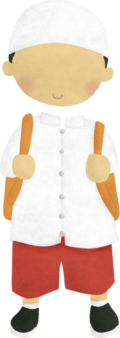 Faceless Muslim School Boy with Backpack